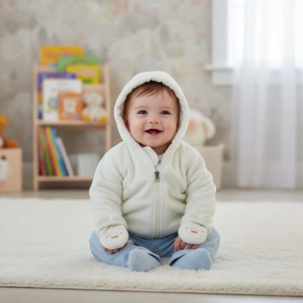 Disney Baby Puffer Jacket 6-9M White Gold Details